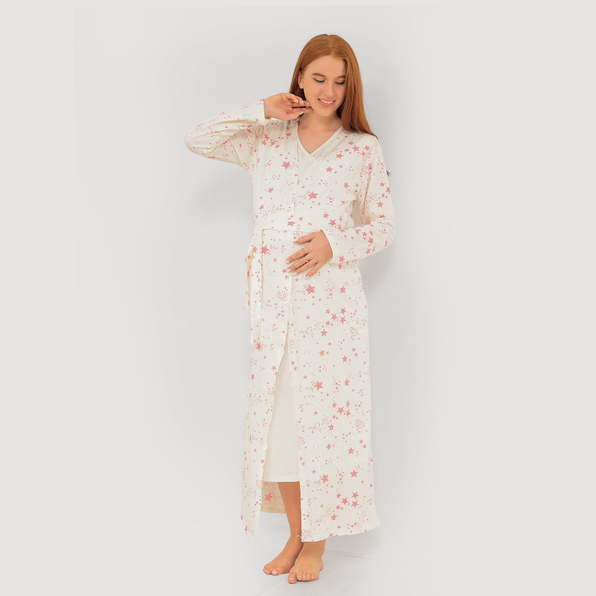 Maternity Dress Set — Soft Cotton Dress & Robe
