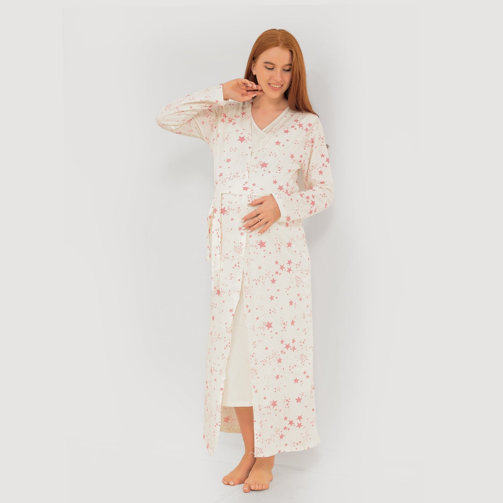 Maternity Dress Set — Soft Cotton Dress & Robe