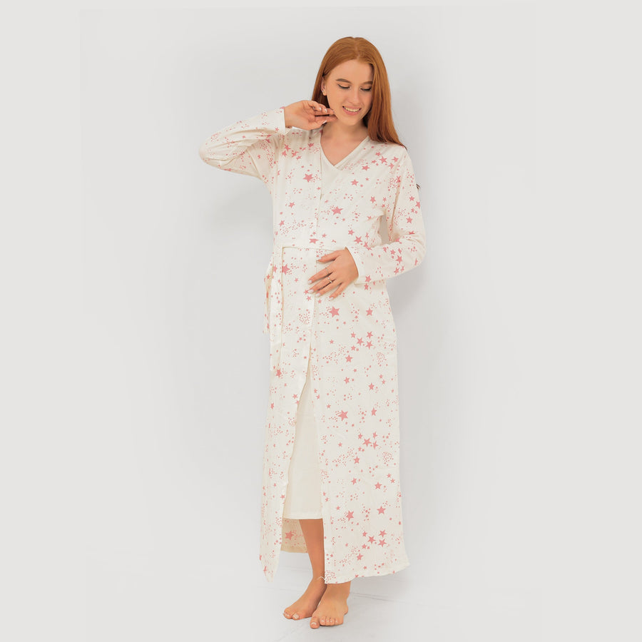 Maternity Dress Set — Soft Cotton Dress & Robe