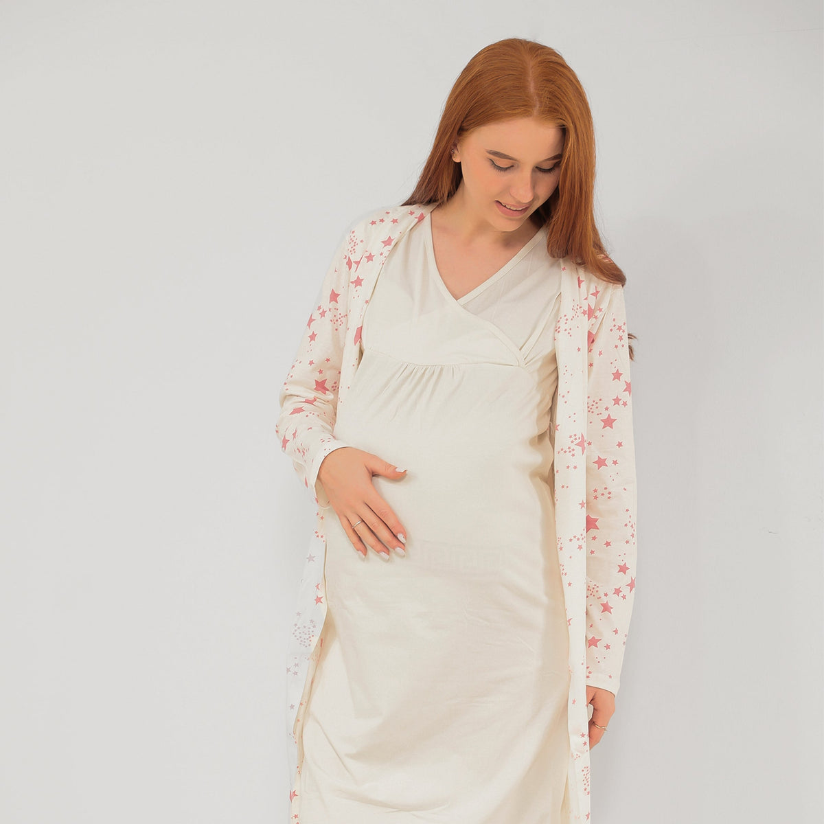 Maternity Dress Set — Soft Cotton Dress & Robe