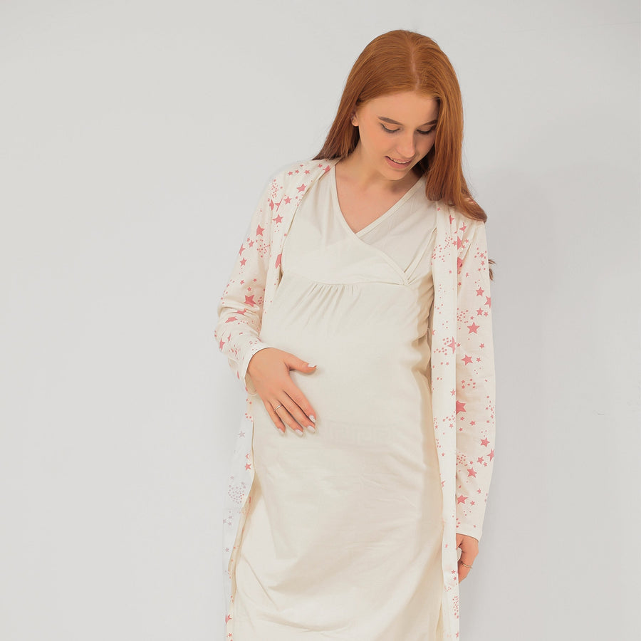 Maternity Dress Set — Soft Cotton Dress & Robe