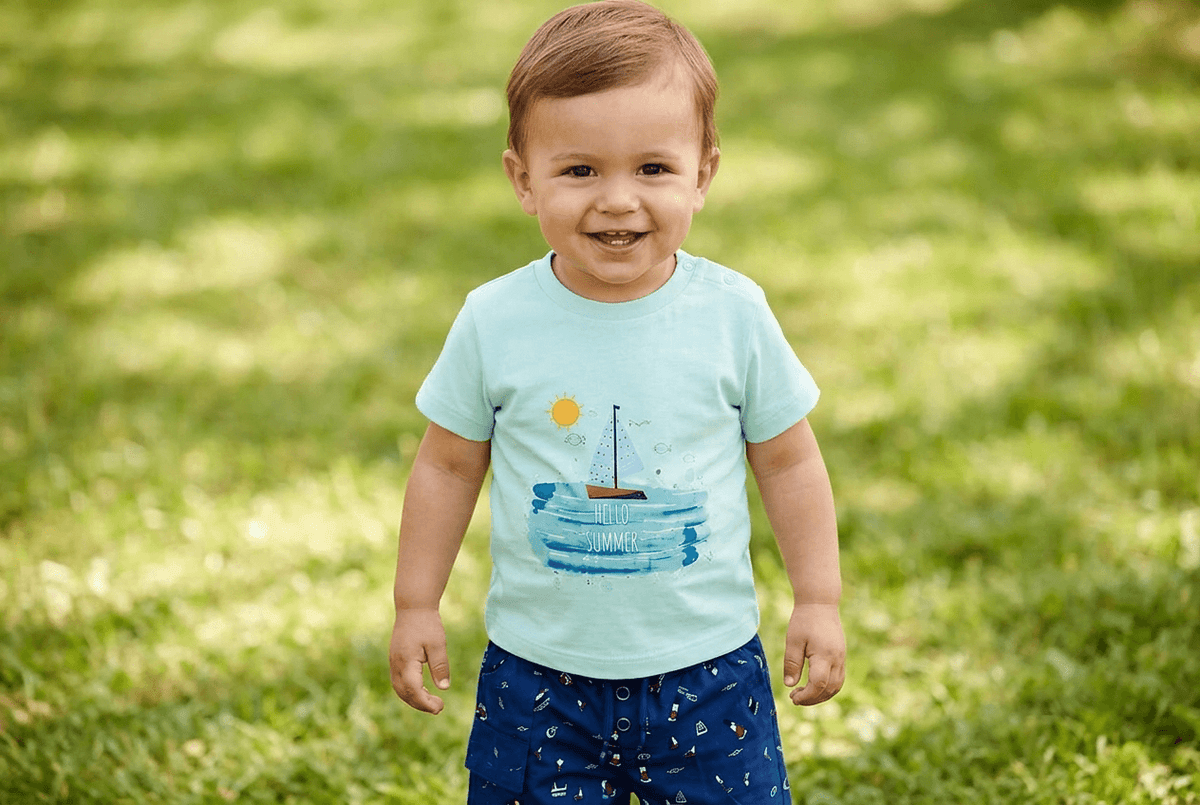 Hello Summer Set – Boys Cotton T-Shirt & Shorts Set