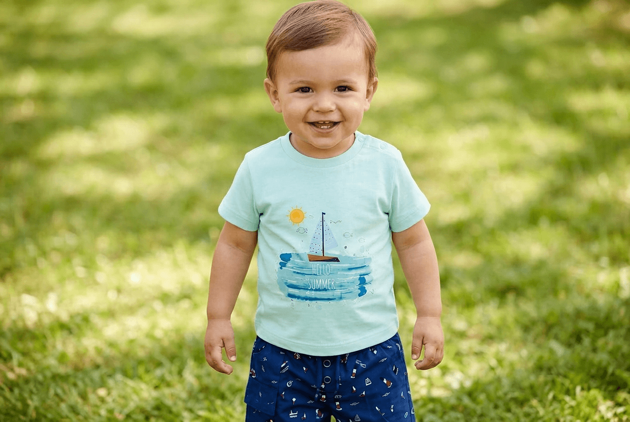Hello Summer Set – Boys Cotton T-Shirt & Shorts Set