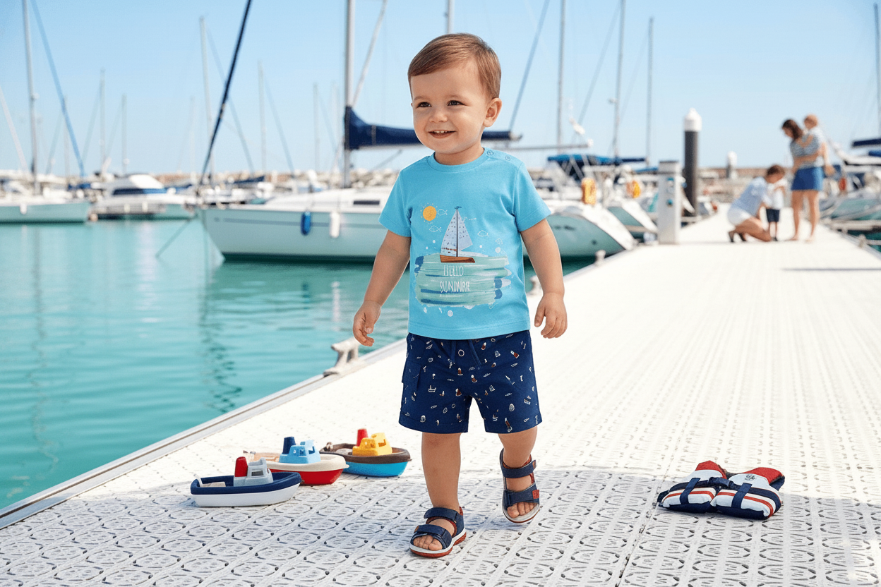 Hello Summer Set – Boys Cotton T-Shirt & Shorts Set