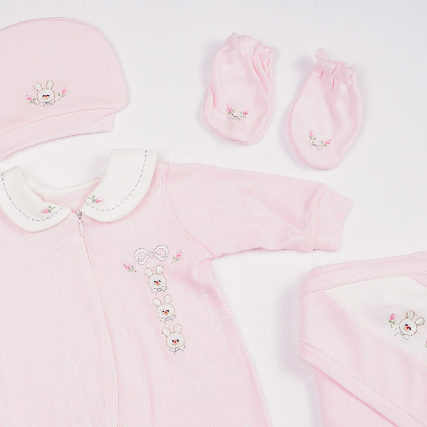 Bunny Bliss Newborn Hospital Set | Premium Cotton Baby Coming Home Outfit