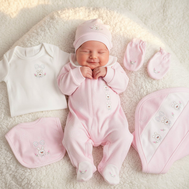 Bunny Bliss Newborn Hospital Set | Premium Cotton Baby Coming Home Outfit