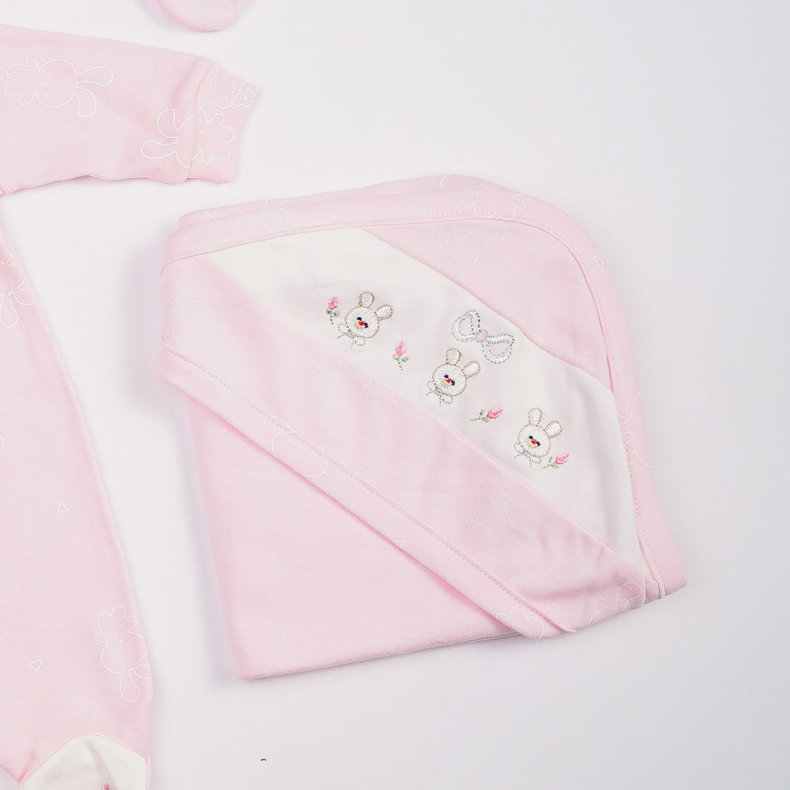 Bunny Bliss Newborn Hospital Set | Premium Cotton Baby Coming Home Outfit