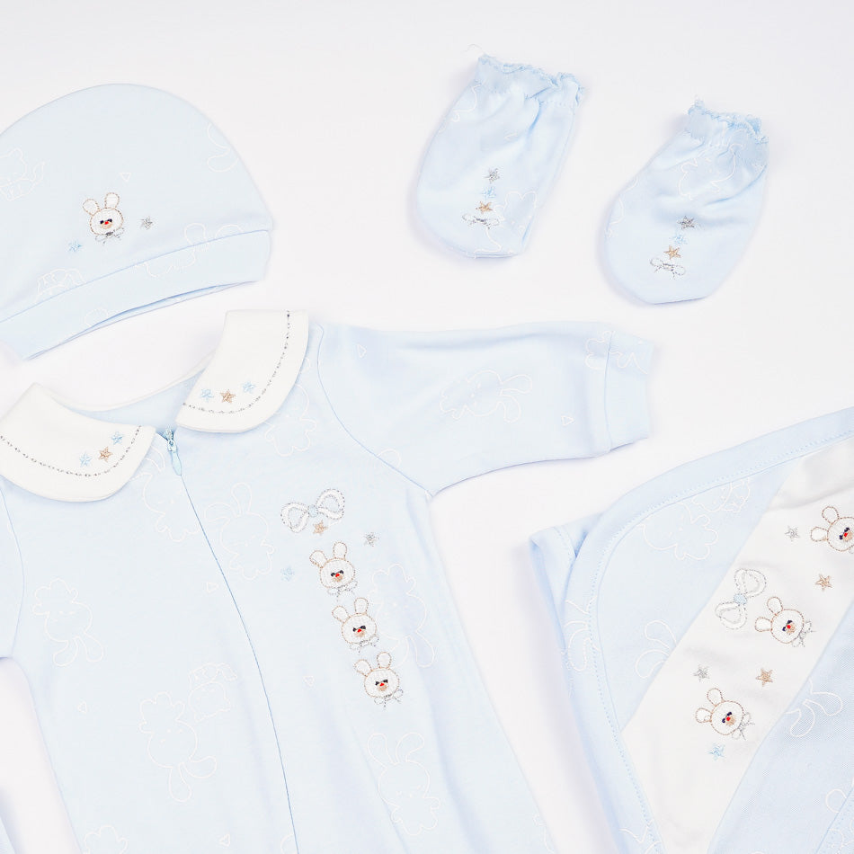 Bunny Bliss Newborn Hospital Set | Premium Cotton Baby Coming Home Outfit