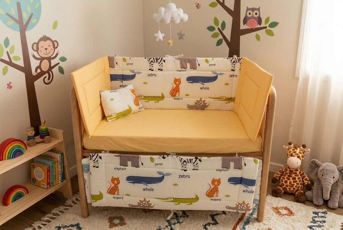 DreamNest Baby Crib Bumper Set | Soft Cotton Cot Protection