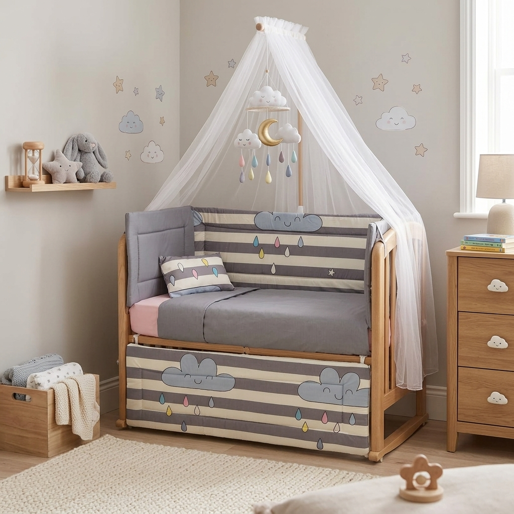 DreamNest Baby Crib Bumper Set | Soft Cotton Cot Protection