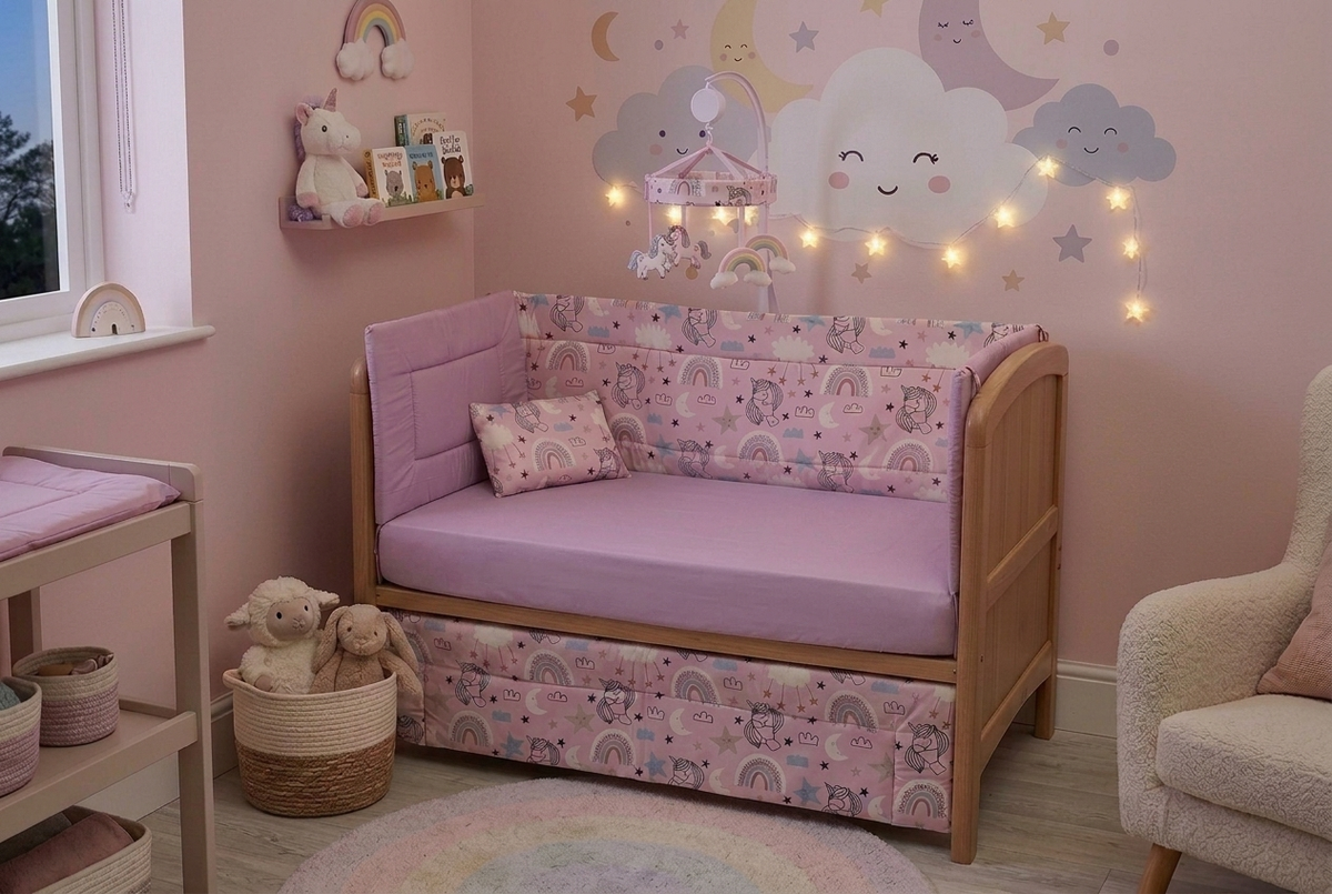 DreamNest Baby Crib Bumper Set | Soft Cotton Cot Protection