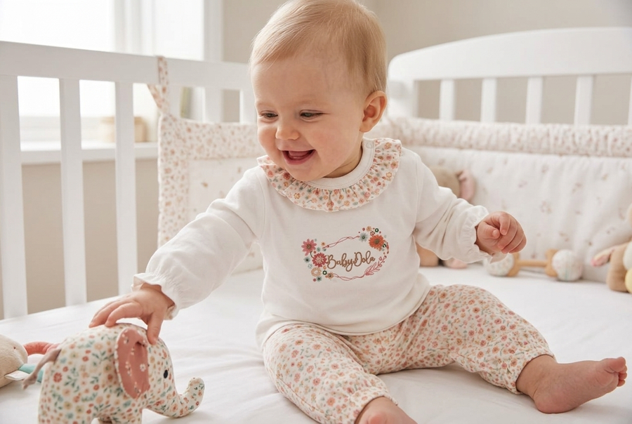 Lily Girl Floral Baby Set | Soft Cotton Long Sleeve Top & Leggings (1-9 Months)