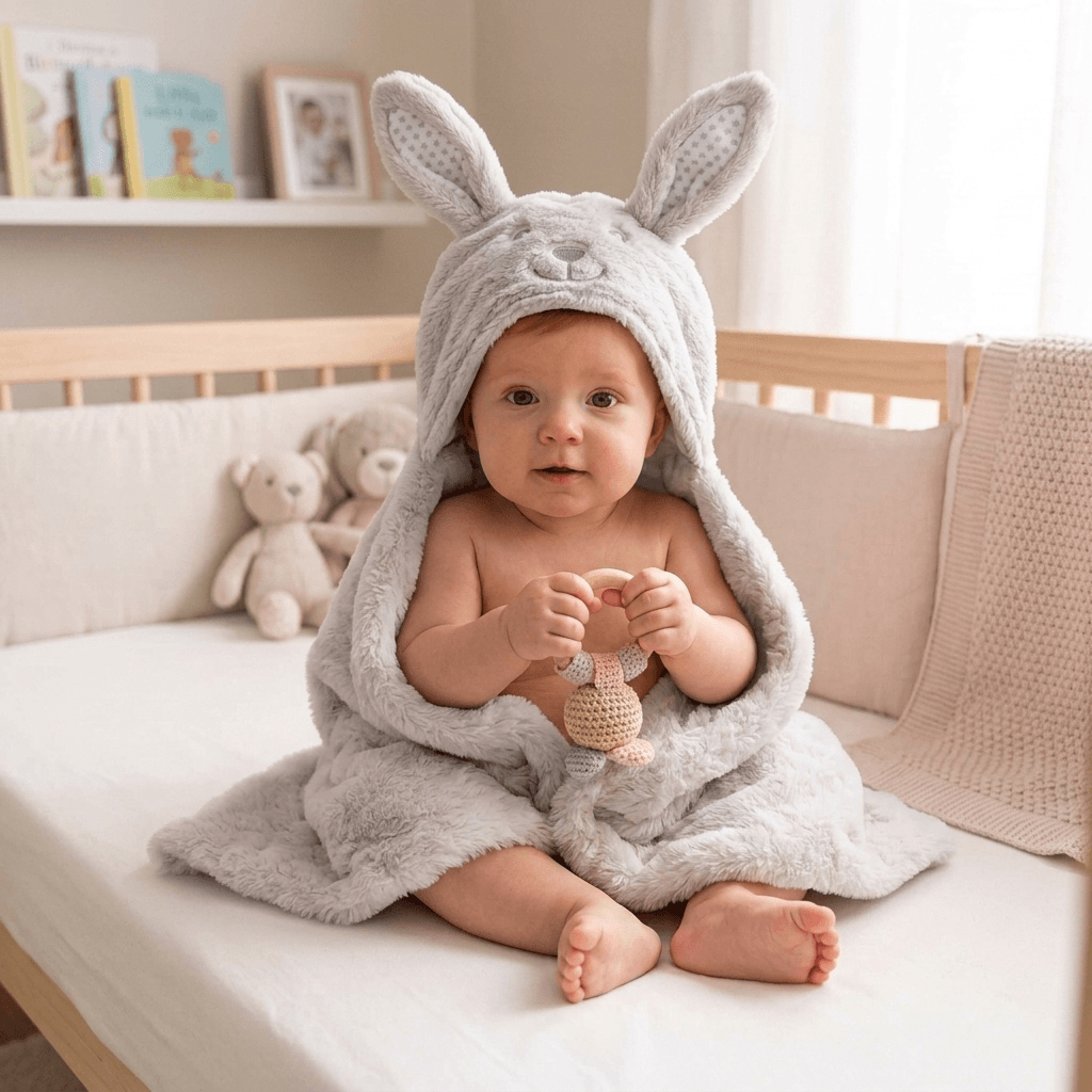 Mora Spain Baby Hooded Blanket – Ultra Soft Plush Baby Wrap with Animal Hood