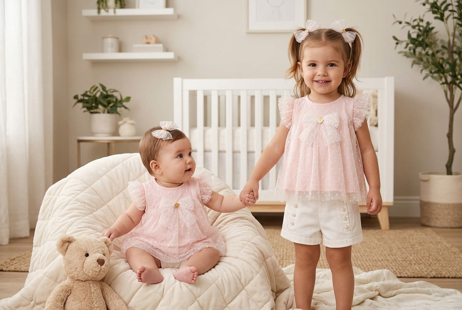 QUEEN SET – Baby Girls Short Sleeve Top & Shorts Set | 3 Months – 3 Years