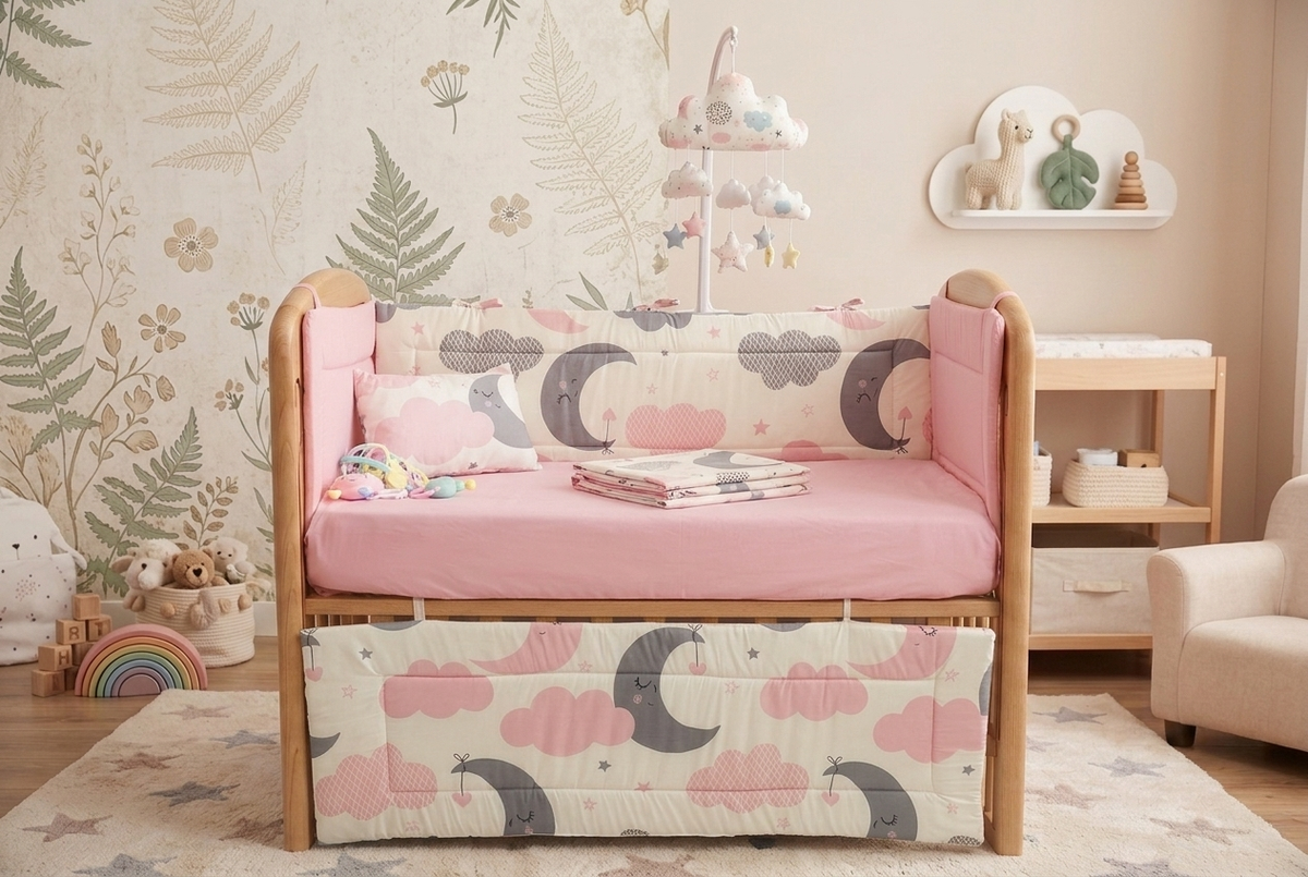 DreamNest Baby Crib Bumper Set | Soft Cotton Cot Protection