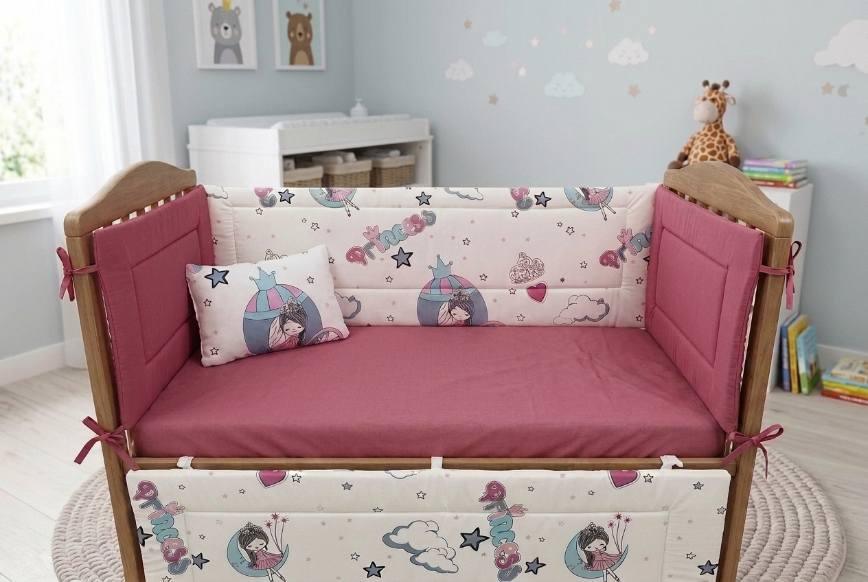 DreamNest Baby Crib Bumper Set | Soft Cotton Cot Protection