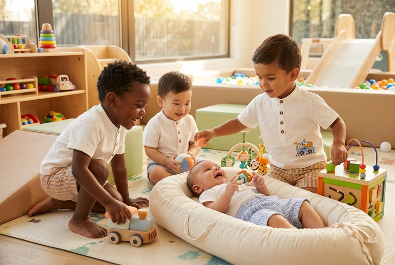 Striped Safari Bus Set – Boys Cotton T-Shirt & Striped Shorts Set